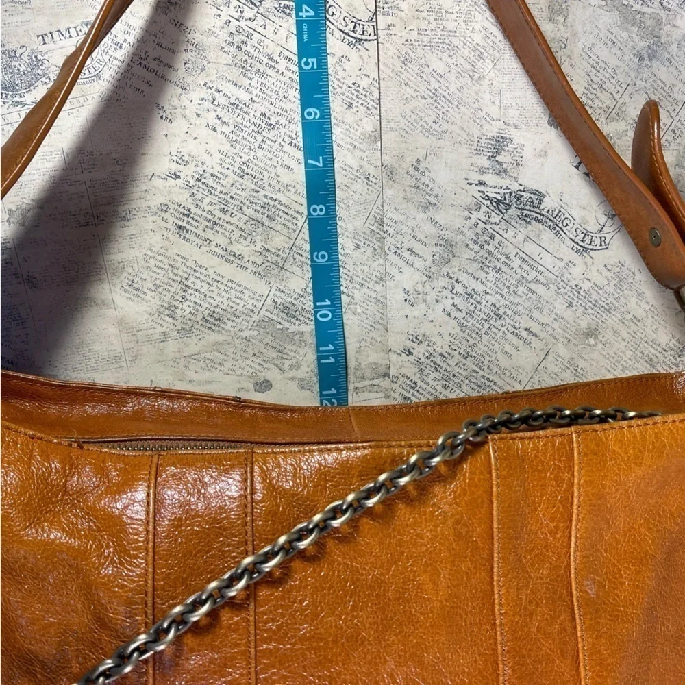 Vintage BCBGMAXAZRIA Large Leather Hobo Bag Chain Strap Slouchy Y2K Shoulder Bag